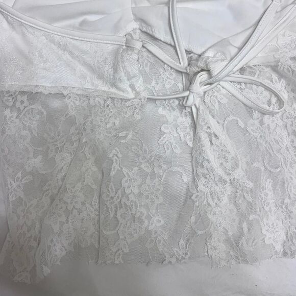 SHEIN Medium Lace Strapless Tie Back Blouse Going Out Women's White Corset - Picture 2 of 3